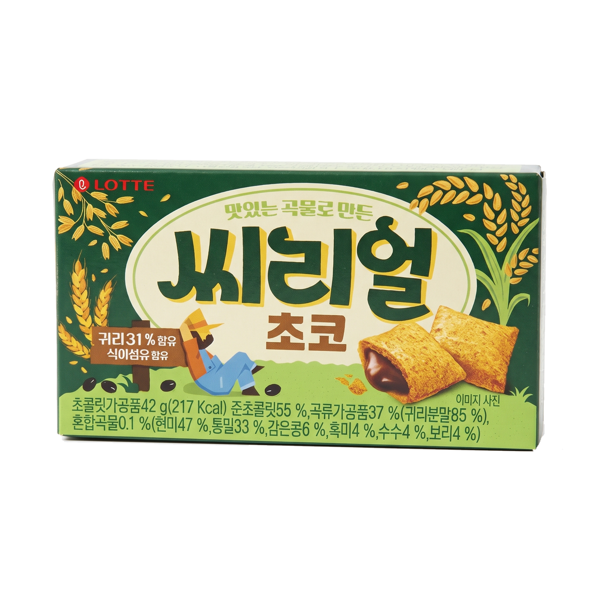 Lotte Cereal Choco Crispy Oat Cereal Bites Filled with Chocolate (42 g)